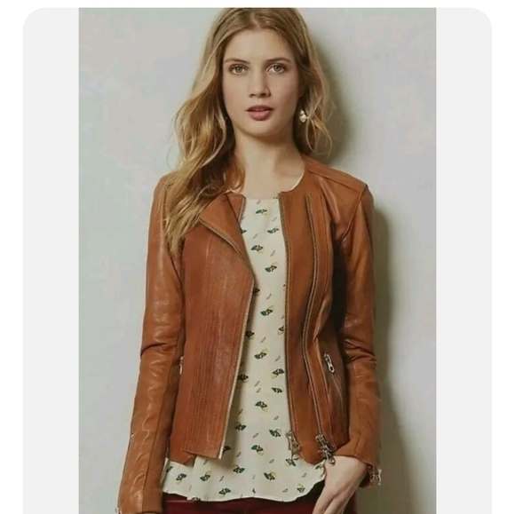 dolan Jackets & Blazers - Anthropologie Dolan leather jacket sylvana brown cognac size medium